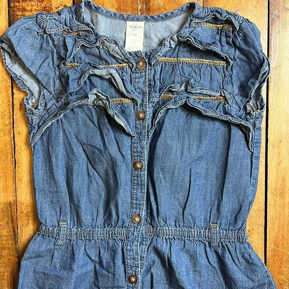 Oshkosh dress size 6 x denim dress jean dress cotton short sleeve dress spring